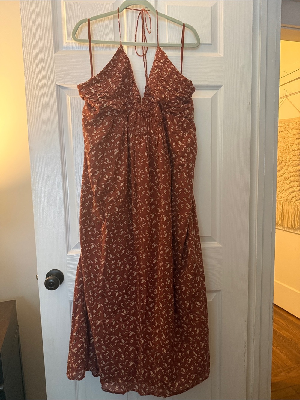 Treasure & Bond Rust Floral Halter Maxi Dress